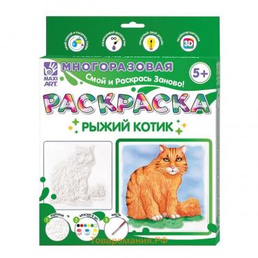 Многоразовая раскраска «Рыжий котик»,20 × 20 см